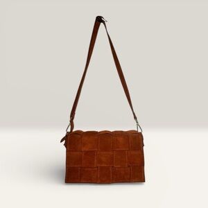 Viola Castellani Bruciato Suede Padded Woven Crossbody Made In Italy NWOT